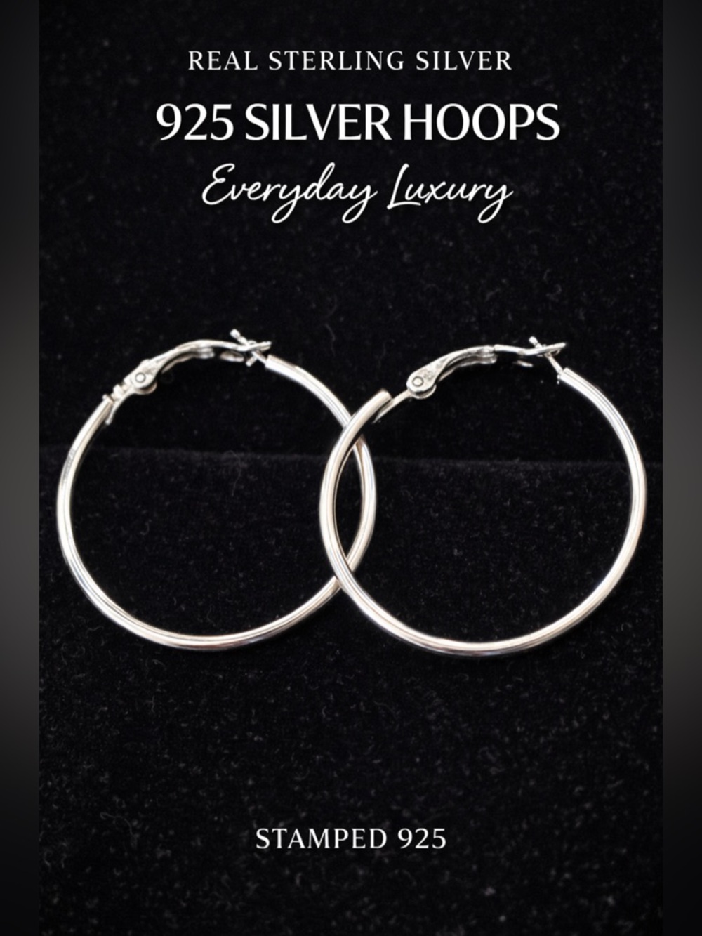 Sterling Silver 925 Hoop Earrings - Polished Silver